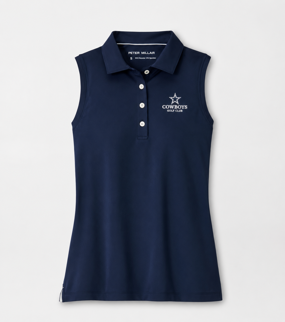 Women's Banded Sport Mesh Sleeveless Button Polo - Navy