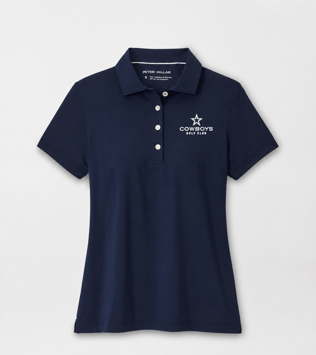 Women's Short Sleeve Button Polo - Navy