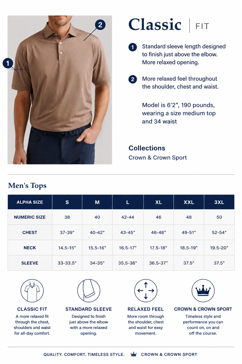 Men's Solid Performance Jersey Polo - Navy