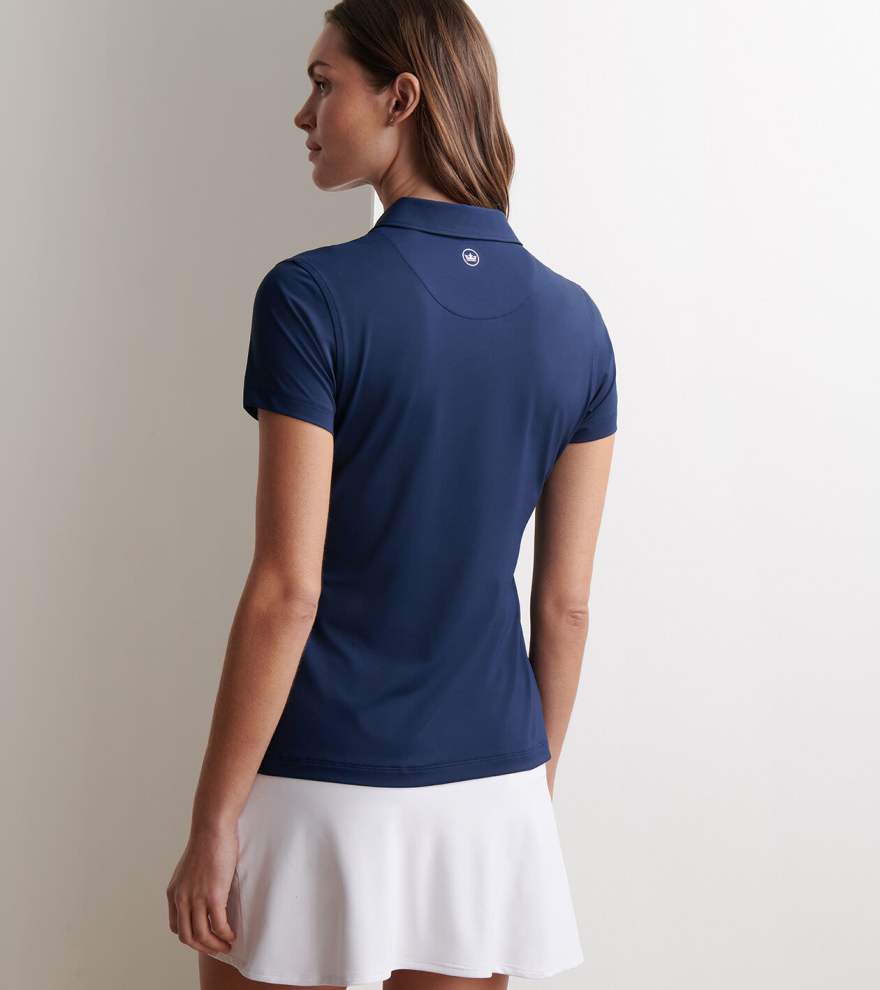 Women's Short Sleeve Button Polo - Navy