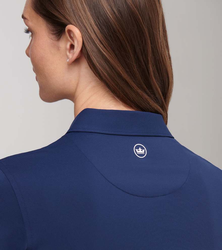 Women's Short Sleeve Button Polo - Navy