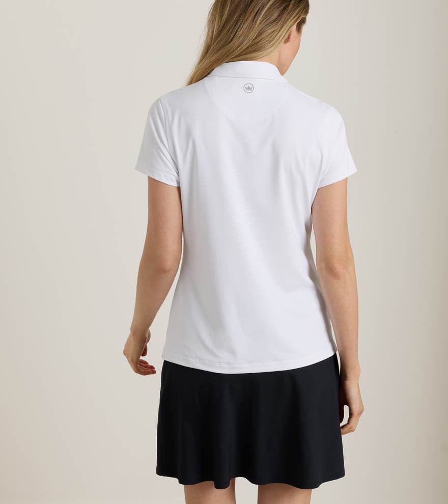 Women's Short Sleeve Button Polo - White