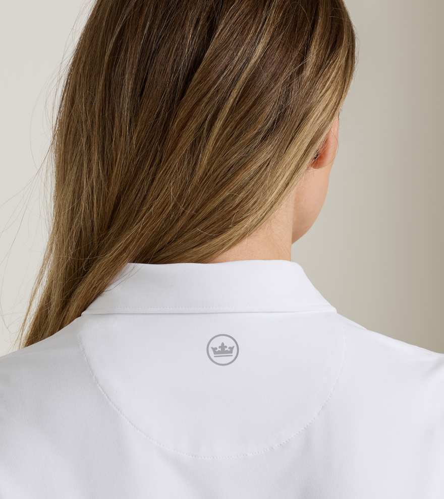 Women's Short Sleeve Button Polo - White