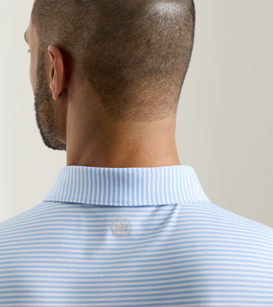 Men's Hales Performance Jersey Polo - Striped Cottage Blue