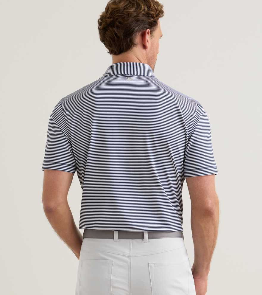 Men's Hales Performance Jersey Polo - Striped Navy