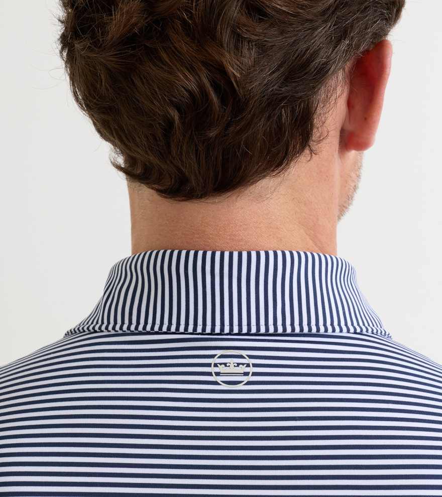 Men's Hales Performance Jersey Polo - Striped Navy