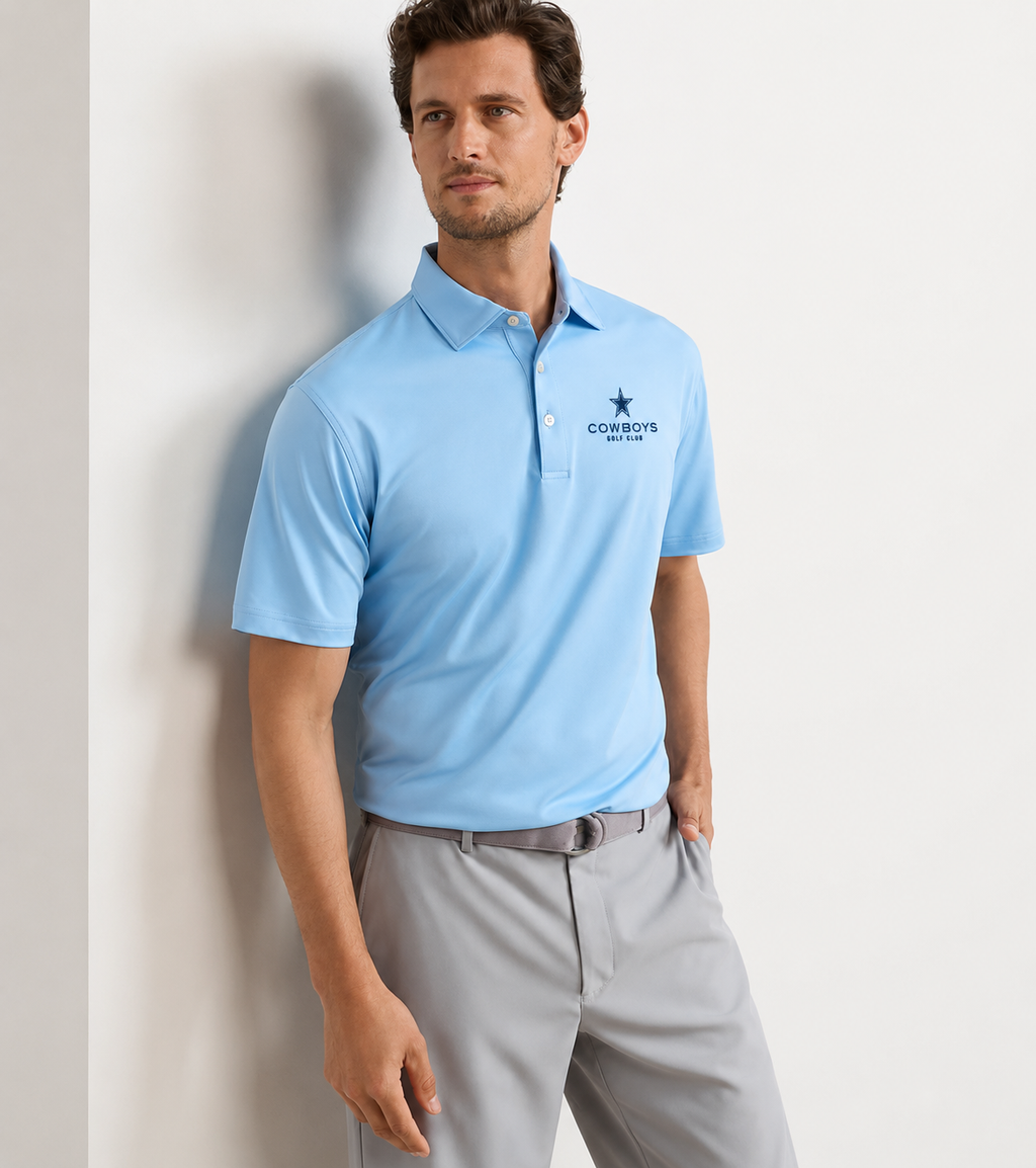 Men's Solid Performance Jersey Polo - Cottage Blue