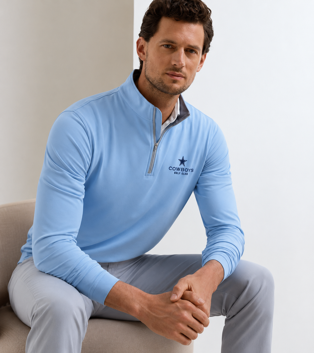 Men's Perth Performance Quarter Zip - Cottage Blue