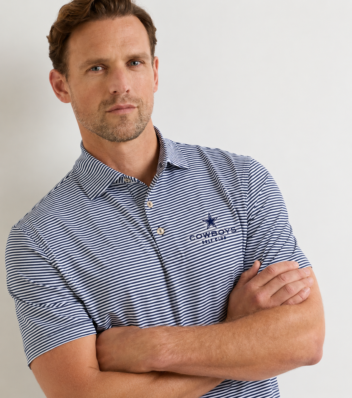 Men's Hales Performance Jersey Polo - Striped Navy